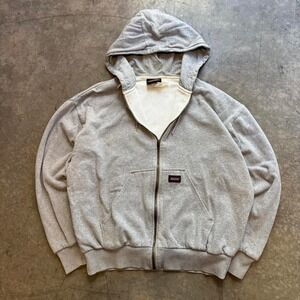 Vintage Dickies Thermal Lined Zip Hoodie Gray Workwear Heavyweight XL